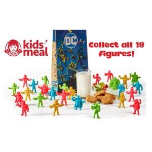 Wendy’s Kids Meal DC Super Heroes 3 Mini Figures/Cards Set Blind Box Sealed New